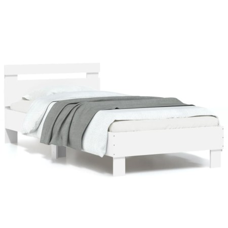 Estructura de cama con cabecero y luces LED blanco 90x200 cm de , Camas y somieres - Ref: Foro24-838715, Precio: 113,46 €, De...