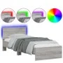 Estructura de cama cabecero luces LED gris Sonoma 90x200 cm de , Camas y somieres - Ref: Foro24-838811, Precio: 116,78 €, Des...
