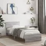 Estructura de cama cabecero luces LED gris Sonoma 90x200 cm de , Camas y somieres - Ref: Foro24-838811, Precio: 116,78 €, Des...