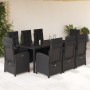 Set de comedor de jardín 9 pzas y cojines ratán sintético negro en Conjuntos de jardín | Comprar online en Foru.es