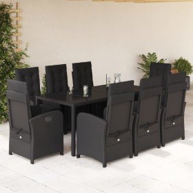 Set de comedor de jardín 9 pzas y cojines ratán sintético negro en Conjuntos de jardín | Comprar online en Foru.es