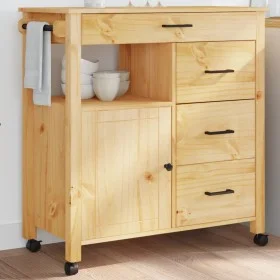 Carrito de cocina MONZA madera maciza de pino 84x40x90 cm de , Carros de cocina y comedor - Ref: Foro24-376109, Precio: 188,5...