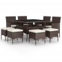 Juego de comedor de jardín 9 piezas ratán sintético marrón de , Conjuntos de jardín - Ref: Foro24-3058351, Precio: 525,67 €, ...