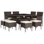 Juego de comedor de jardín 9 piezas ratán sintético marrón de , Conjuntos de jardín - Ref: Foro24-3058351, Precio: 525,67 €, ...