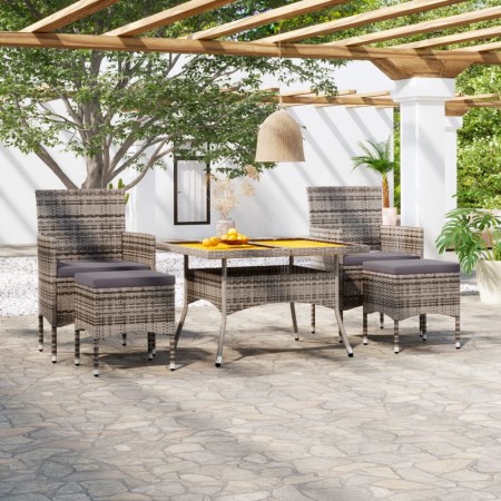 Set de comedor jardín 5 pzas ratán sintético madera acacia gris de , Conjuntos de jardín - Ref: Foro24-3058353, Precio: 429,3...