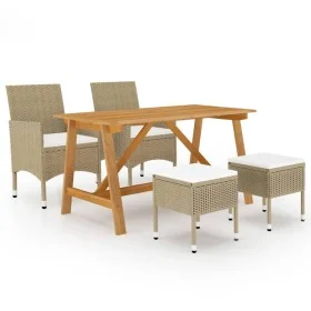 Juego de comedor de jardín de 5 piezas beige de , Conjuntos de jardín - Ref: Foro24-3068745, Precio: 350,14 €, Descuento: %