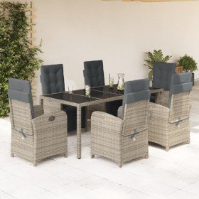 Set comedor jardín 7 pzas y cojines ratán sintético gris en Conjuntos de jardín | Comprar online en Foru.es