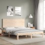 Estructura de cama con cabecero madera maciza 160x200 cm de , Camas y somieres - Ref: Foro24-3193671, Precio: 148,37 €, Descu...