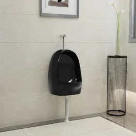 Wandurinal mit schwarzem Keramik-Spülventil von vidaXL, Urinale - Ref: Foro24-143988, Preis: 135,51 €, Rabatt: %