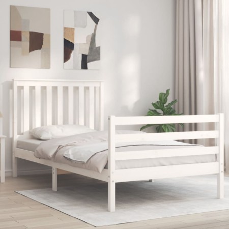 Estructura de cama con cabecero madera maciza blanco 100x200 cm de , Camas y somieres - Ref: Foro24-3194237, Precio: 130,14 €...