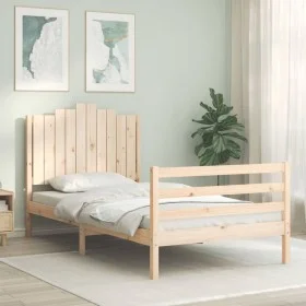 Estructura de cama con cabecero madera maciza 100x200 cm de , Camas y somieres - Ref: Foro24-3194171, Precio: 127,70 €, Descu...