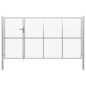 Puerta de jardín de acero plateado 350x150 cm de vidaXL, Puertas de jardín - Ref: Foro24-144343, Precio: 572,22 €, Descuento: %