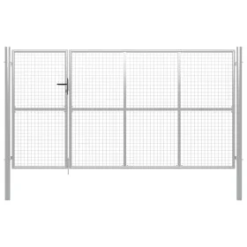 Silver steel garden gate 350x150 cm by vidaXL, garden gates - Ref: Foro24-144343, Price: 561,05 €, Discount: %
