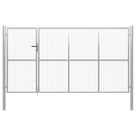 Puerta de jardín de acero plateado 350x150 cm de vidaXL, Puertas de jardín - Ref: Foro24-144343, Precio: 572,22 €, Descuento: %