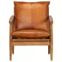Sillón de cuero auténtico marrón con madera de acacia by , Armchairs - Ref: Foro24-246480, Price: 221,20 €, Discount: %