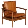Sillón de cuero auténtico marrón con madera de acacia by , Armchairs - Ref: Foro24-246480, Price: 221,20 €, Discount: %