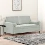 Sofá de 2 plazas con cojines terciopelo gris claro 140 cm de , Sofás - Ref: Foro24-3200881, Precio: 190,03 €, Descuento: %