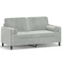 Sofá de 2 plazas con cojines terciopelo gris claro 140 cm de , Sofás - Ref: Foro24-3200881, Precio: 190,03 €, Descuento: %
