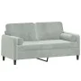 Sofá de 2 plazas con cojines terciopelo gris claro 140 cm de , Sofás - Ref: Foro24-3200881, Precio: 190,03 €, Descuento: %