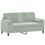 Sofá de 2 plazas con cojines terciopelo gris claro 140 cm de , Sofás - Ref: Foro24-3200881, Precio: 191,91 €, Descuento: %
