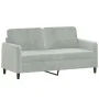 Sofá de 2 plazas con cojines terciopelo gris claro 140 cm de , Sofás - Ref: Foro24-3200881, Precio: 190,03 €, Descuento: %