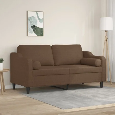 Sofá de 2 plazas con cojines tela marrón 140 cm de , Sofás - Ref: Foro24-3200848, Precio: 228,65 €, Descuento: %