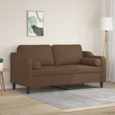 Sofá de 2 plazas con cojines tela marrón 140 cm de , Sofás - Ref: Foro24-3200848, Precio: 240,50 €, Descuento: %