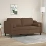 Sofá de 2 plazas con cojines tela marrón 140 cm de , Sofás - Ref: Foro24-3200848, Precio: 228,65 €, Descuento: %