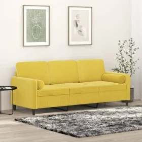 3-seater sofa with yellow velvet cushions, 180 cm by , Sofas - Ref: Foro24-3200897, Price: 301,47 €, Discount: %