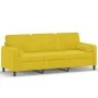 Sofá de 3 plazas con cojines terciopelo amarillo 180 cm de , Sofás - Ref: Foro24-3200897, Precio: 301,47 €, Descuento: %