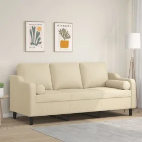 Sofá de 3 plazas con cojines tela color crema 180 cm de , Sofás - Ref: Foro24-3200855, Precio: 341,68 €, Descuento: %
