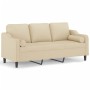 Sofá de 3 plazas con cojines tela color crema 180 cm de , Sofás - Ref: Foro24-3200855, Precio: 346,96 €, Descuento: %