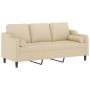 Sofá de 3 plazas con cojines tela color crema 180 cm de , Sofás - Ref: Foro24-3200855, Precio: 346,96 €, Descuento: %