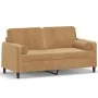 Sofá de 2 plazas con cojines terciopelo marrón 140 cm de , Sofás - Ref: Foro24-3200888, Precio: 226,04 €, Descuento: %