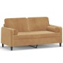 Sofá de 2 plazas con cojines terciopelo marrón 140 cm de , Sofás - Ref: Foro24-3200888, Precio: 229,72 €, Descuento: %