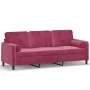 Sofá de 3 plazas con cojines terciopelo rojo tinto 180 cm de , Sofás - Ref: Foro24-3200895, Precio: 269,18 €, Descuento: %