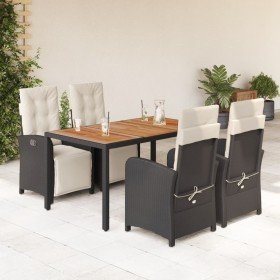Set de muebles jardín 5 pzas con cojines ratán sintético negro en Conjuntos de jardín | Comprar online en Foru.es