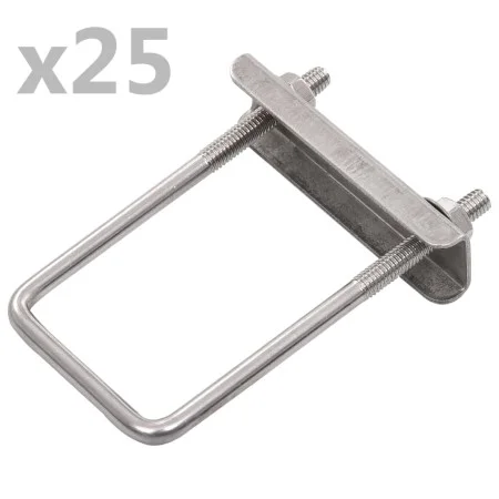 Conector en U para postes de valla 25 sets 60x40 mm de vidaXL, Accesorios para rejas y vallas - Ref: Foro24-144504, Precio: 4...