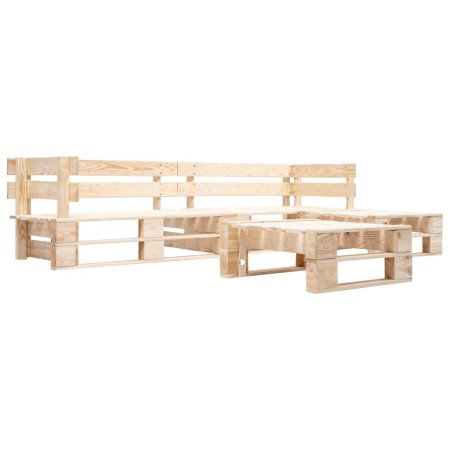 Set de muebles de palés para jardín 4 piezas madera natural de , Conjuntos de jardín - Ref: Foro24-277490, Precio: 254,22 €, ...