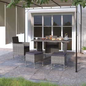 Conjunto de silla de jardín y taburete 4 piezas ratán PE gris de , Sillas de jardín - Ref: Foro24-310611, Precio: 146,12 €, D...
