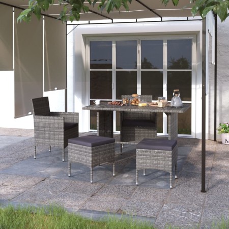 Conjunto de silla de jardín y taburete 4 piezas ratán PE gris de , Sillas de jardín - Ref: Foro24-310611, Precio: 146,12 €, D...
