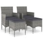 Conjunto de silla de jardín y taburete 4 piezas ratán PE gris de , Sillas de jardín - Ref: Foro24-310611, Precio: 146,12 €, D...