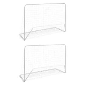Porterías de fútbol 2 uds con red 182x61x122 cm acero blanco de vidaXL, Porterías de fútbol - Ref: Foro24-276047, Precio: 75,...