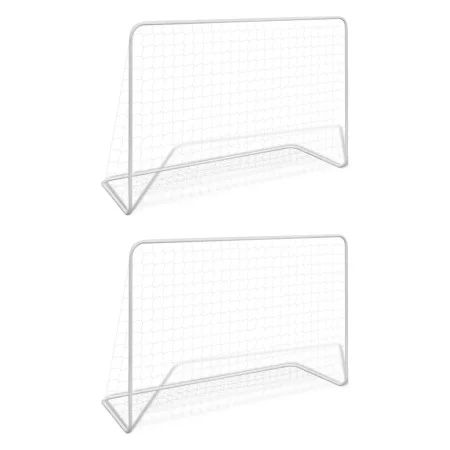 Porterías de fútbol 2 uds con red 182x61x122 cm acero blanco de vidaXL, Porterías de fútbol - Ref: Foro24-276047, Precio: 75,...