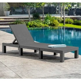 Keter Daytona graphite-colored sun lounger with cushion by , Loungers - Ref: Foro24-441306, Price: 169,61 €, Discount: %