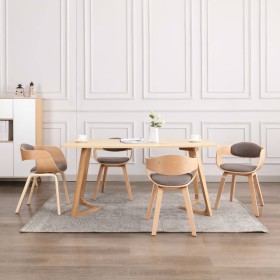 Sillas de comedor 4 unidades madera curvada y tela gris taupe de , Sillas de comedor - Ref: Foro24-3054822, Precio: 523,37 €,...