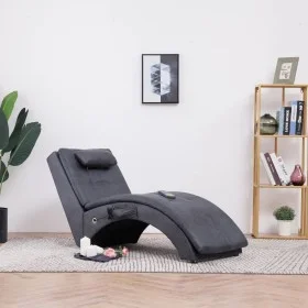 Diván de masaje con almohada de piel de ante artificial gris de , Divanes - Ref: Foro24-281350, Precio: 231,68 €, Descuento: %