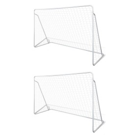 Porterías de fútbol de acero 2 unidades 240x90x150 cm de vidaXL, Porterías de fútbol - Ref: Foro24-276045, Precio: 124,03 €, ...