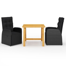 Juego de comedor de jardín 3 piezas negro de , Conjuntos de jardín - Ref: Foro24-3068713, Precio: 446,48 €, Descuento: %