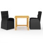 Juego de comedor de jardín 3 piezas negro de , Conjuntos de jardín - Ref: Foro24-3068713, Precio: 446,48 €, Descuento: %